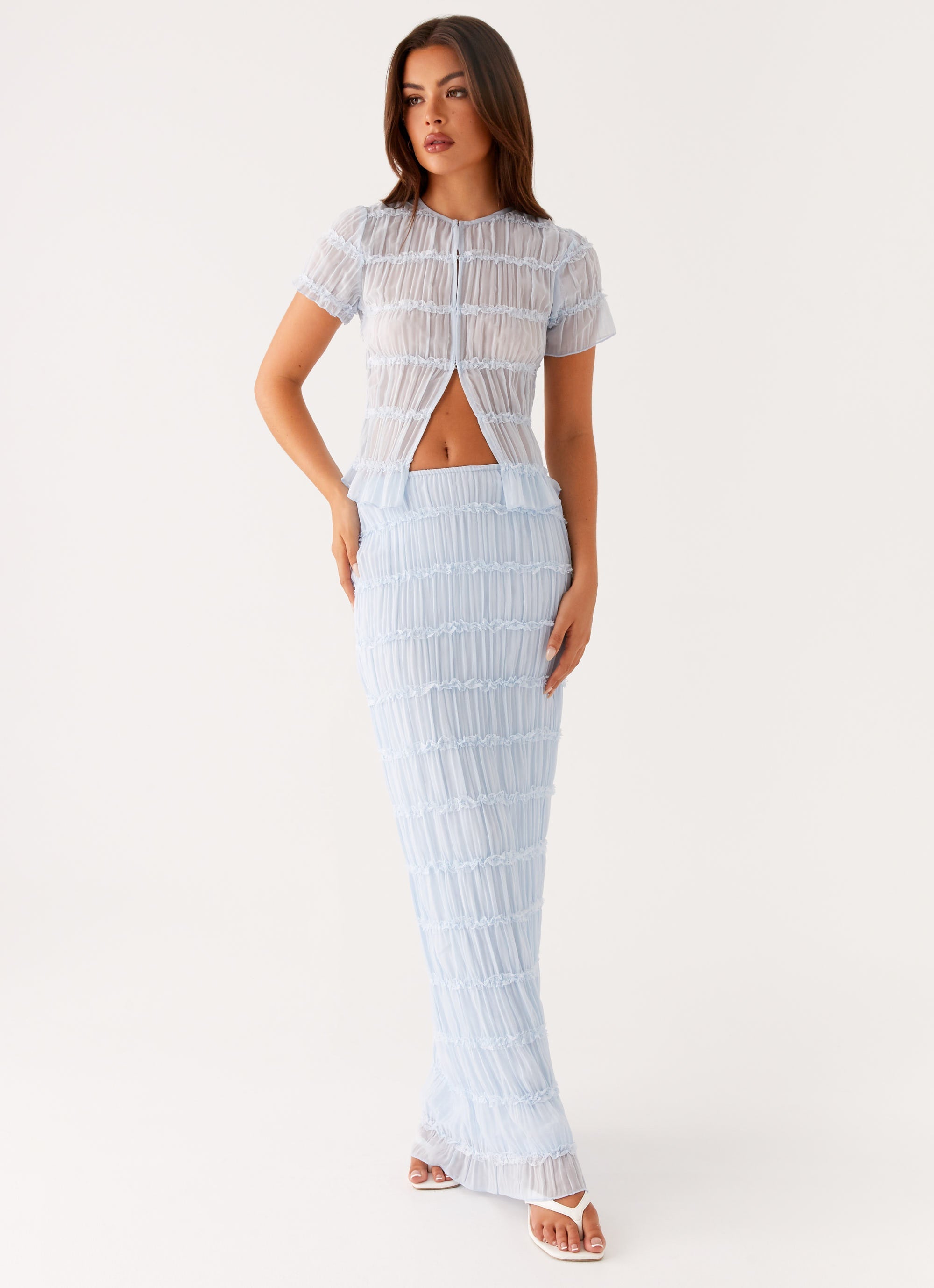 Daydreaming Low Rise Maxi Skirt - Blue