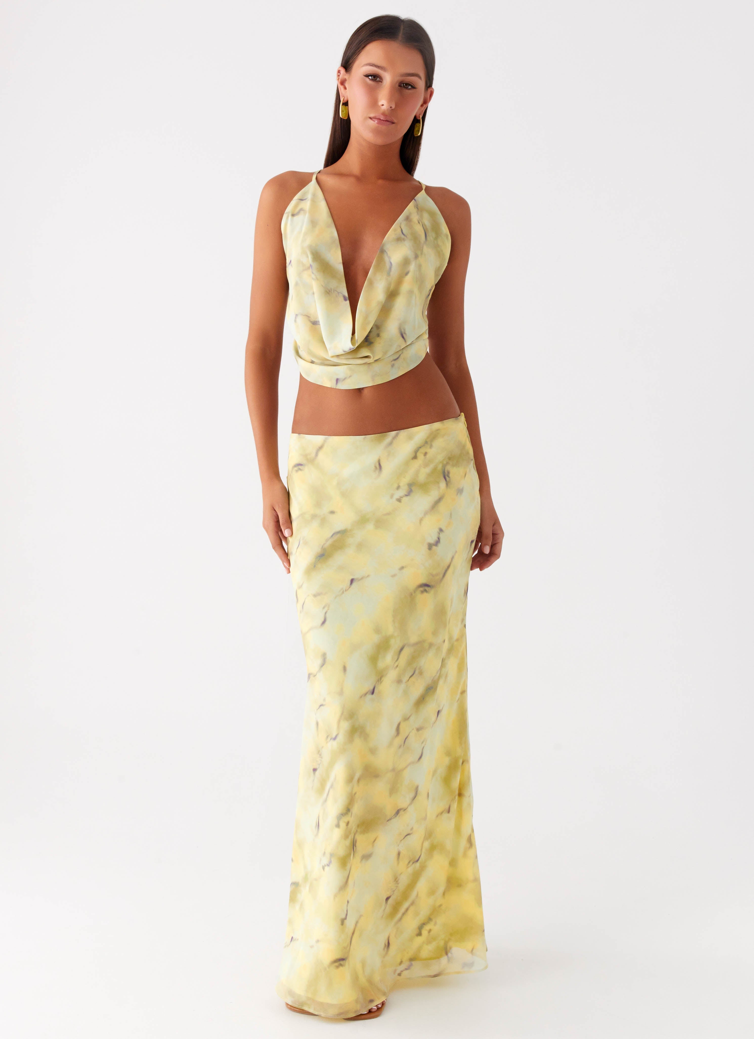 Kylo Cowl Top - Yellow Tie Dye