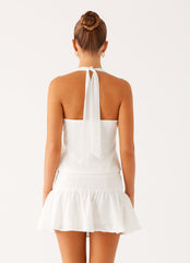 Lets Pretend Halterneck Top - White