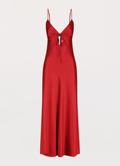 Flora Satin Maxi Dress - Cherry
