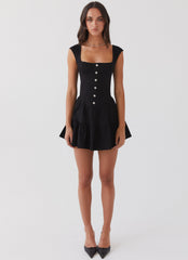 Isabella Denim Bustier Dress - Black